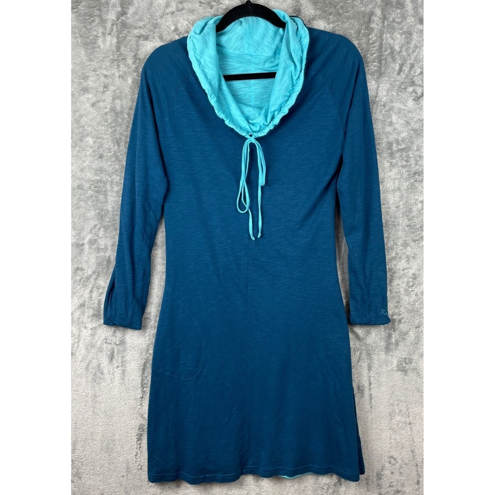 Kuhl Vega Dress Medium Blue Reversible Cowl‎ LS Stretch Outdoor Hiking Camping